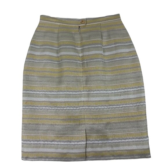 Christian Women’s Yellow & White Stripe Blazer & Skirt Set Size 2 - Picture 5 of 15